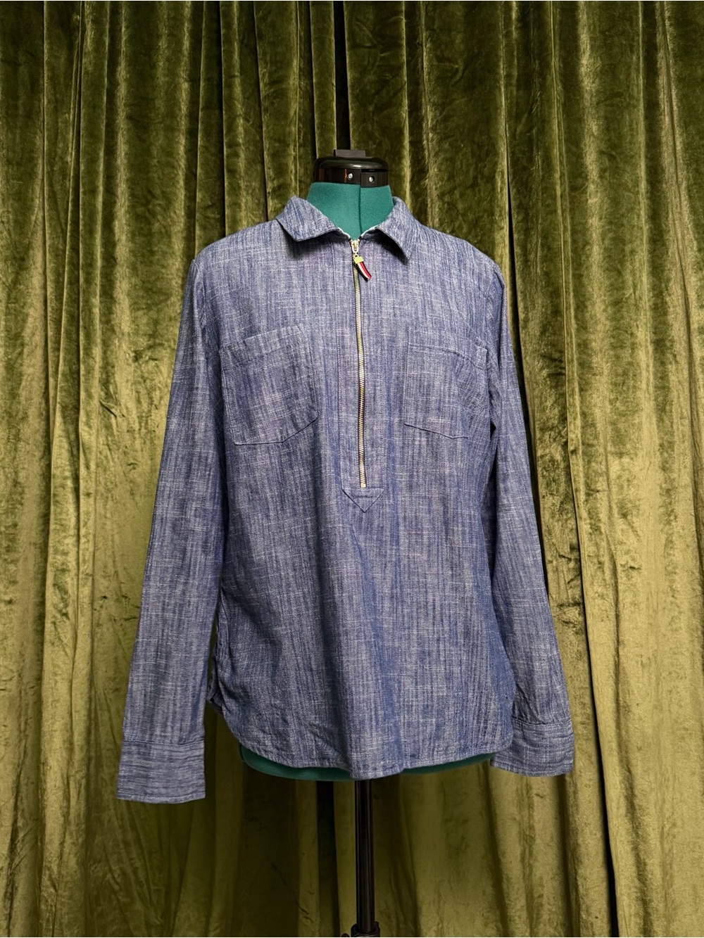 Tommy Hilfiger Blue Half-Zip Shirt Jacket